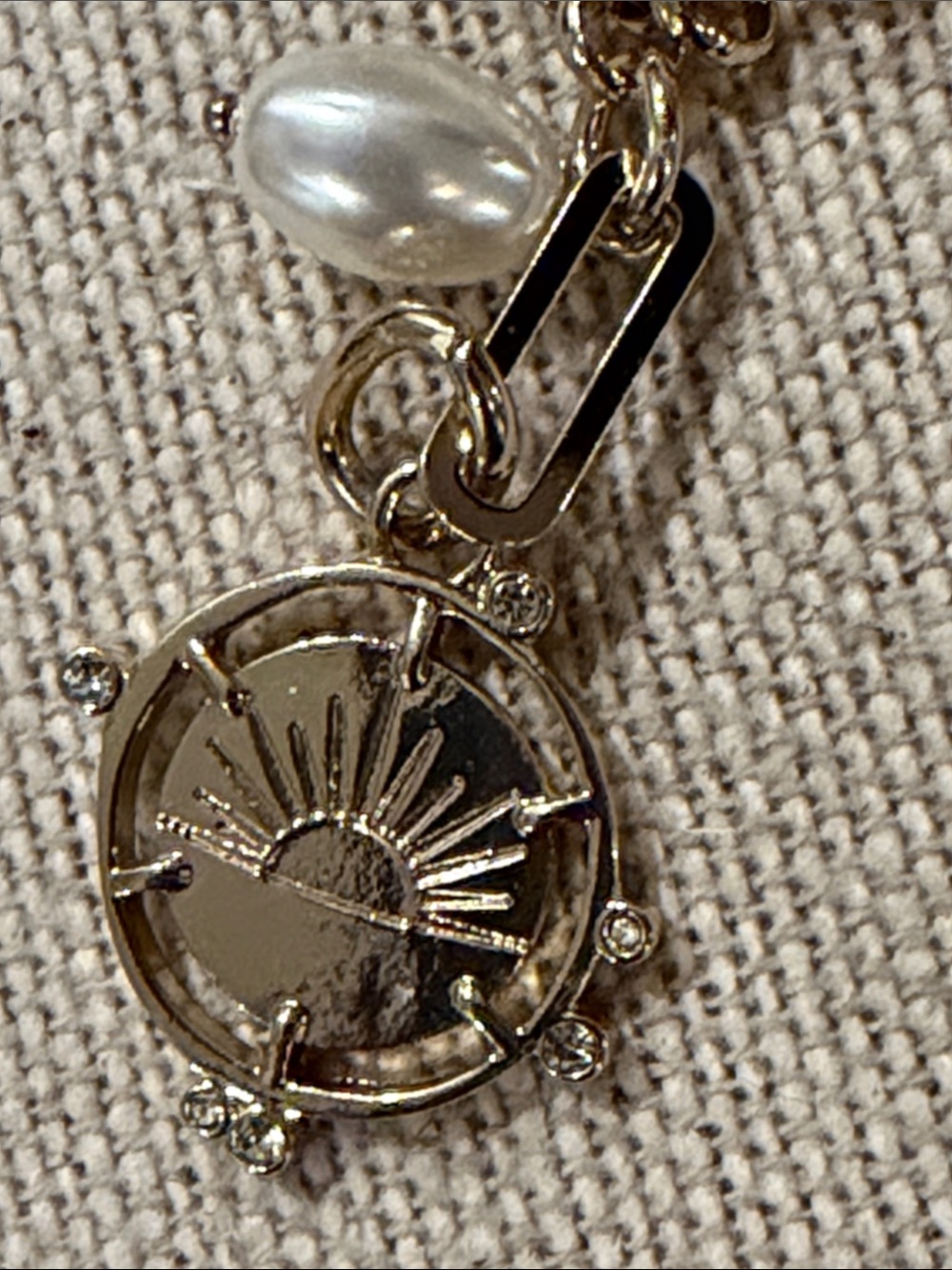 J. Crew Gold Pearl and Coin Charm Necklace/NWT - Picture 8 of 9